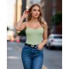 imageMANGOPOP Womens Cami Thong Bodysuit Double Lined Square Neck Backless Body Suit Adjustable Spaghetti Strap Tank TopsMisty Jade