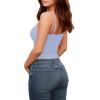 imageMANGOPOP Womens Cami Thong Bodysuit Double Lined Square Neck Backless Body Suit Adjustable Spaghetti Strap Tank TopsVery Peri