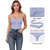 imageMANGOPOP Womens Cami Thong Bodysuit Double Lined Square Neck Backless Body Suit Adjustable Spaghetti Strap Tank TopsVery Peri