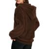 imageMANGOPOP Fleece Pullover for Women Oversized Sherpa Hoodie Cute Fuzzy Sweatshirt with Pockets Windproof Winter Outfits 2025Brown