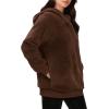 imageMANGOPOP Fleece Pullover for Women Oversized Sherpa Hoodie Cute Fuzzy Sweatshirt with Pockets Windproof Winter Outfits 2025Brown