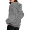 imageMANGOPOP Fleece Pullover for Women Oversized Sherpa Hoodie Cute Fuzzy Sweatshirt with Pockets Windproof Winter Outfits 2025Grey