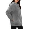 imageMANGOPOP Fleece Pullover for Women Oversized Sherpa Hoodie Cute Fuzzy Sweatshirt with Pockets Windproof Winter Outfits 2025Grey