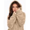 imageMANGOPOP Fleece Pullover for Women Oversized Sherpa Hoodie Cute Fuzzy Sweatshirt with Pockets Windproof Winter Outfits 2025Khaki