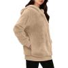 imageMANGOPOP Fleece Pullover for Women Oversized Sherpa Hoodie Cute Fuzzy Sweatshirt with Pockets Windproof Winter Outfits 2025Khaki