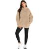imageMANGOPOP Fleece Pullover for Women Oversized Sherpa Hoodie Cute Fuzzy Sweatshirt with Pockets Windproof Winter Outfits 2025Khaki