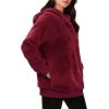 imageMANGOPOP Fleece Pullover for Women Oversized Sherpa Hoodie Cute Fuzzy Sweatshirt with Pockets Windproof Winter Outfits 2025Wine Red
