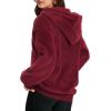 imageMANGOPOP Fleece Pullover for Women Oversized Sherpa Hoodie Cute Fuzzy Sweatshirt with Pockets Windproof Winter Outfits 2025Wine Red