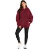 imageMANGOPOP Fleece Pullover for Women Oversized Sherpa Hoodie Cute Fuzzy Sweatshirt with Pockets Windproof Winter Outfits 2025Wine Red