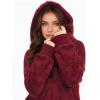 imageMANGOPOP Fleece Pullover for Women Oversized Sherpa Hoodie Cute Fuzzy Sweatshirt with Pockets Windproof Winter Outfits 2025Wine Red