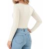 imageMANGOPOP Long Sleeve Shirts for Women Thermal Crew Neck Fitted Fleece Tops Trendy Going Out Fall Winter Womens Tops 2025A02 White