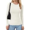 imageMANGOPOP Long Sleeve Shirts for Women Thermal Crew Neck Fitted Fleece Tops Trendy Going Out Fall Winter Womens Tops 2025A02 White