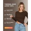 imageMANGOPOP Long Sleeve Shirts for Women Thermal Crew Neck Fitted Fleece Tops Trendy Going Out Fall Winter Womens Tops 2025Coffee