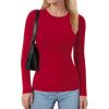 imageMANGOPOP Long Sleeve Shirts for Women Thermal Crew Neck Fitted Fleece Tops Trendy Going Out Fall Winter Womens Tops 2025Red