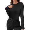 imageMANGOPOP Long Sleeve Shirts for Women Thermal Ribbed Crew Neck Lightweight Sweater Fitted Fall Winter Womens Tops 2025 TrendyA01 Black