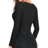 imageMANGOPOP Long Sleeve Shirts for Women Thermal Ribbed Crew Neck Lightweight Sweater Fitted Fall Winter Womens Tops 2025 TrendyA01 Black