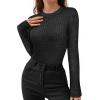imageMANGOPOP Long Sleeve Shirts for Women Thermal Ribbed Crew Neck Lightweight Sweater Fitted Fall Winter Womens Tops 2025 TrendyBlack Gray