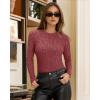 imageMANGOPOP Long Sleeve Shirts for Women Thermal Ribbed Crew Neck Lightweight Sweater Fitted Fall Winter Womens Tops 2025 TrendyBurgundy