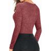 imageMANGOPOP Long Sleeve Shirts for Women Thermal Ribbed Crew Neck Lightweight Sweater Fitted Fall Winter Womens Tops 2025 TrendyBurgundy