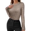 imageMANGOPOP Long Sleeve Shirts for Women Thermal Ribbed Crew Neck Lightweight Sweater Fitted Fall Winter Womens Tops 2025 TrendyCoffee