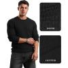 imageMANGOPOP Mens Long Sleeve Tee Shirts Casual Stretchy Thermal Round Crew Neck TShirt Ribbed Knit Fall Winter Tops 2025A01 Black