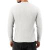 imageMANGOPOP Mens Long Sleeve Tee Shirts Casual Stretchy Thermal Round Crew Neck TShirt Ribbed Knit Fall Winter Tops 2025A02 White