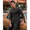 imageMANGOPOP Mens Long Sleeve Tee Shirts Casual Stretchy Thermal Round Crew Neck TShirt Ribbed Knit Fall Winter Tops 2025A03 Black Gray