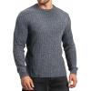 imageMANGOPOP Mens Long Sleeve Tee Shirts Casual Stretchy Thermal Round Crew Neck TShirt Ribbed Knit Fall Winter Tops 2025A04 Blue Grey