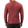 imageMANGOPOP Mens Long Sleeve Tee Shirts Casual Stretchy Thermal Round Crew Neck TShirt Ribbed Knit Fall Winter Tops 2025A05 Wine Red