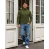 imageMANGOPOP Mens Turtleneck Long Sleeve Shirts Thermal Undershirt Relaxed Fit Fleece Tops Fall Winter Fashion 2025Army Green
