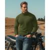 imageMANGOPOP Mens Turtleneck Long Sleeve Shirts Thermal Undershirt Relaxed Fit Fleece Tops Fall Winter Fashion 2025Army Green