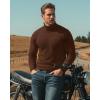 imageMANGOPOP Mens Turtleneck Long Sleeve Shirts Thermal Undershirt Relaxed Fit Fleece Tops Fall Winter Fashion 2025Coffee