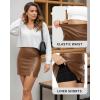 imageMANGOPOP Women Faux Leather Skirt High Waist Bodycon Mini Leather Skirts with Shorts 2025 Winter OutfitBbrown