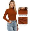 imageMANGOPOP Women Mock Turtle Neck Long Sleeve Shirts Sparkly Sequin Rhinestone Tops Fall Outfits Fashion Tee Winter UndershirtOrange