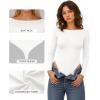imageMANGOPOP Womens Boat Neck Long Sleeve Bodysuit Basic Thong Body Suit Fall Going Out Tops 202502 White