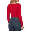 imageMANGOPOP Womens Boat Neck Long Sleeve Bodysuit Basic Thong Body Suit Fall Going Out Tops 2025Red