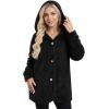 imageMANGOPOP Womens Fleece Jacket 2025 Winter Oversized Fuzzy Hooded Coat Button Cardigan Sherpa Sweaters Outerwear with PocketsAblack