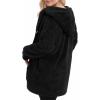 imageMANGOPOP Womens Fleece Jacket 2025 Winter Oversized Fuzzy Hooded Coat Button Cardigan Sherpa Sweaters Outerwear with PocketsAblack