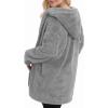 imageMANGOPOP Womens Fleece Jacket 2025 Winter Oversized Fuzzy Hooded Coat Button Cardigan Sherpa Sweaters Outerwear with PocketsCgrey