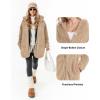 imageMANGOPOP Womens Fleece Jacket 2025 Winter Oversized Fuzzy Hooded Coat Button Cardigan Sherpa Sweaters Outerwear with PocketsDkhaki