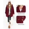 imageMANGOPOP Womens Fleece Jacket 2025 Winter Oversized Fuzzy Hooded Coat Button Cardigan Sherpa Sweaters Outerwear with PocketsEwine Red