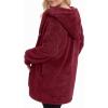 imageMANGOPOP Womens Fleece Jacket 2025 Winter Oversized Fuzzy Hooded Coat Button Cardigan Sherpa Sweaters Outerwear with PocketsEwine Red
