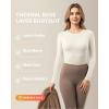 imageMANGOPOP Womens Long Sleeve Thermal Fleece Bodysuit Crew Neck Slim Fit Body Suit Warm Base Layer Tops Fall Outfits 2025A02 White