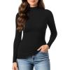 imageMANGOPOP Womens Mock Turtleneck Long Sleeve Shirt Fall Outfits Fashion Thermal Undershirt Basic Tops Fitted Layer Tee 202501 Black