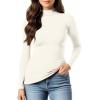 imageMANGOPOP Womens Mock Turtleneck Long Sleeve Shirt Fall Outfits Fashion Thermal Undershirt Basic Tops Fitted Layer Tee 202502 White