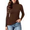 imageMANGOPOP Womens Mock Turtleneck Long Sleeve Shirt Fall Outfits Fashion Thermal Undershirt Basic Tops Fitted Layer Tee 2025Coffee