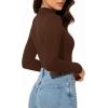 imageMANGOPOP Womens Mock Turtleneck Long Sleeve Shirt Fall Outfits Fashion Thermal Undershirt Basic Tops Fitted Layer Tee 2025Coffee