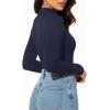 imageMANGOPOP Womens Mock Turtleneck Long Sleeve Shirt Fall Outfits Fashion Thermal Undershirt Basic Tops Fitted Layer Tee 2025Deep Blue