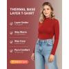 imageMANGOPOP Womens Mock Turtleneck Long Sleeve Shirt Fall Outfits Fashion Thermal Undershirt Basic Tops Fitted Layer Tee 2025Red