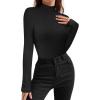 imageMANGOPOP Womens Mock Turtleneck Long Sleeve Shirts Thermal Ribbed Knitted Sweater Shirt for Womens 2025 Trendy TopsA Black